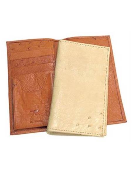 Men's Genuine Exotic Animal Skin Ferrini Genuine Smooth Ostrich Wallet Color's: Buttercup, Oryx