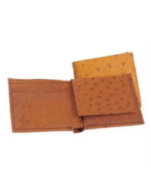 Men's Genuine Exotic Animal Skin Full Quill Ostrich Billfold Black,Cognac,Bone,Buttercup,Kango
