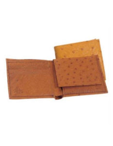 Men's Genuine Exotic Animal Skin Full Quill Ostrich Billfold Black,Cognac,Bone,Buttercup,Kango