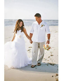 Men's White Beach Weddings Attire Suit
