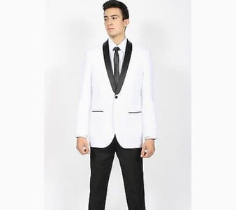 Men's White Black Shawl Collar Slim Fit Kids Sizes 2 Piece Perfect for toddler Suit wedding attire outfits Fashion Tuxedo For Men