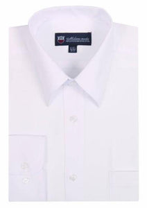 Plain Solid Color Traditional White Men's Dress Shirt
