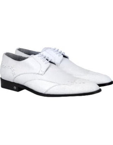 Men's White Full Leather Lining Vestigium Genuine Catshark Derby Oxford White Dress Shoe Perfect For Men