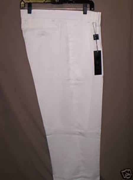 Long Rise Big Leg Slacks White Deep Pleat-Wide Leg 22- Inch\ Around The Bottom Pleated Baggy Dress Trousers Unhemmed Unfinished Bottom