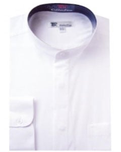 collarless dress shirt white Band Collarless White Men's Dress Shirt — MensUSA