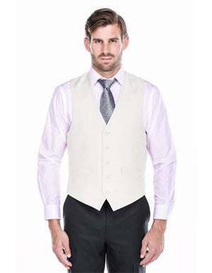 Men's 5 Button White Classic Fit Vest