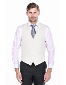 Men's 5 Button  White Classic Fit Vest
