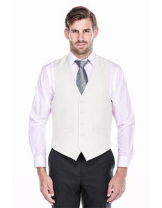 Men's 5 Button White Classic Fit Vest