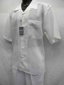 Men's White Linen 2 Piece Short Sleeve Casual Outfit Casual Two Piece Mens Walking Outfit For Sale Pant Sets Suit all white outfits for men