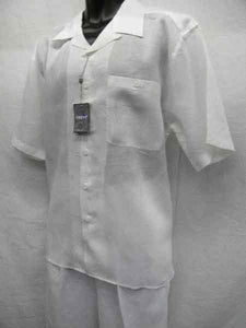 Men's White Linen 2 Piece Short Sleeve Casual Outfit Casual Two Piece Mens Walking Outfit For Sale Pant Sets Suit all white outfits for men
