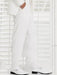Jean Yves White Plain Front Tuxedo Dress Pants unhemmed unfinished bottom