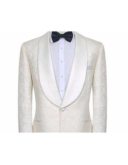 Men's One Button Shawl Lapel White 2 Piece  Slim Fit Tuxedo Suit main image 0