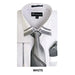 Men's Long Sleeve  Fashion Shirt with Matching Tie, Hankie Set White