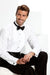 Men's White Tuxedo shirt with bow tie Black Tuxedo Pants