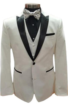 White Two Button Peak Lapel Tuxedo