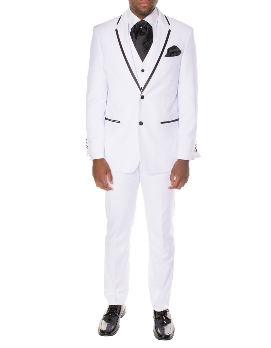 White A 1/2 Black Fashion Tuxedo For Men main image 1