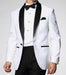 Downtown Pearl White And Black Jacket Fashion Tuxedo For Men - All White Suit