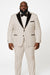 Mens White and Black Pinstripe Tuxedo with Velvet Shawl Lapel and Matching Bow Tie