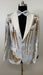 Mens White and Gold Reversible Sequin Tuxedo Jacket with Satin Lapel and Matching Bow Tie