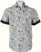 Men's White/Black Linen Pattern Shirt