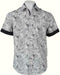 Men's White/Black Linen Pattern Shirt