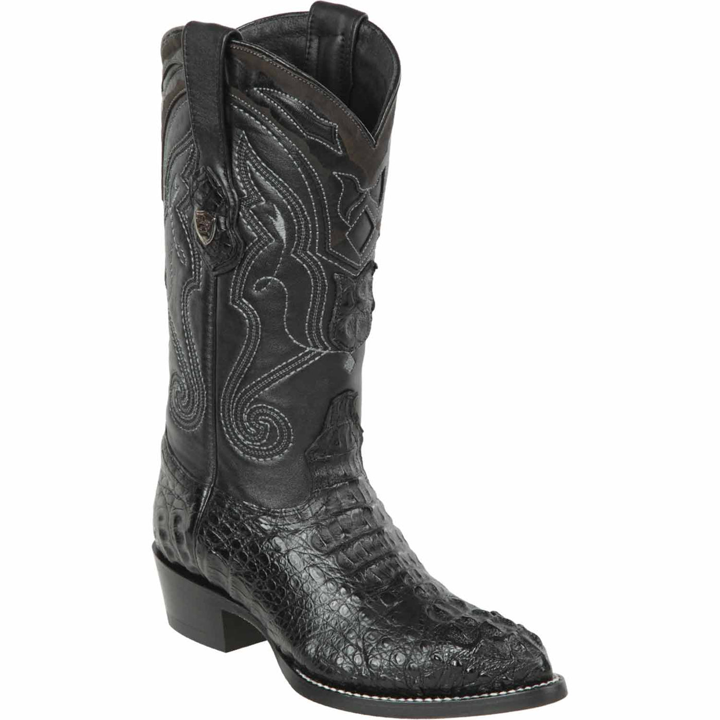 Wild West Rustic Black J-Toe caiman ~ World Best Alligator ~ Gator Skin Hornback Cowboy Boots main image 0