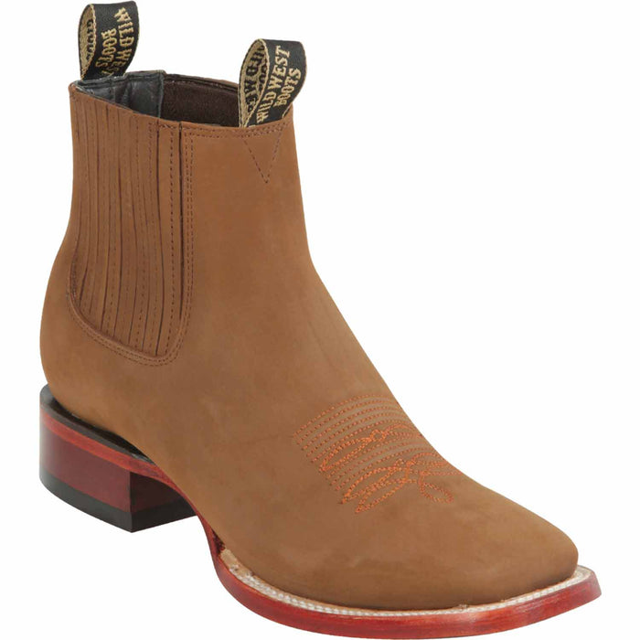Men's Wild West Genuine Leather Ranch Toe Short Boots 282BM63