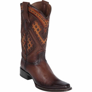 Men's Wild West Genuine Leather Square Toe Boots 27627