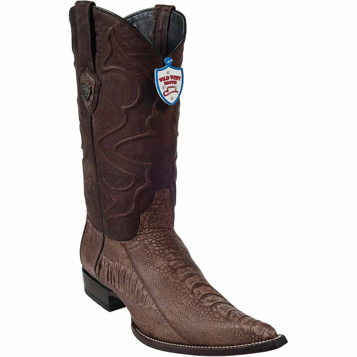 Men's Wild West Ostrich Leg Grasso Skin 3X Toe Boots 295G05