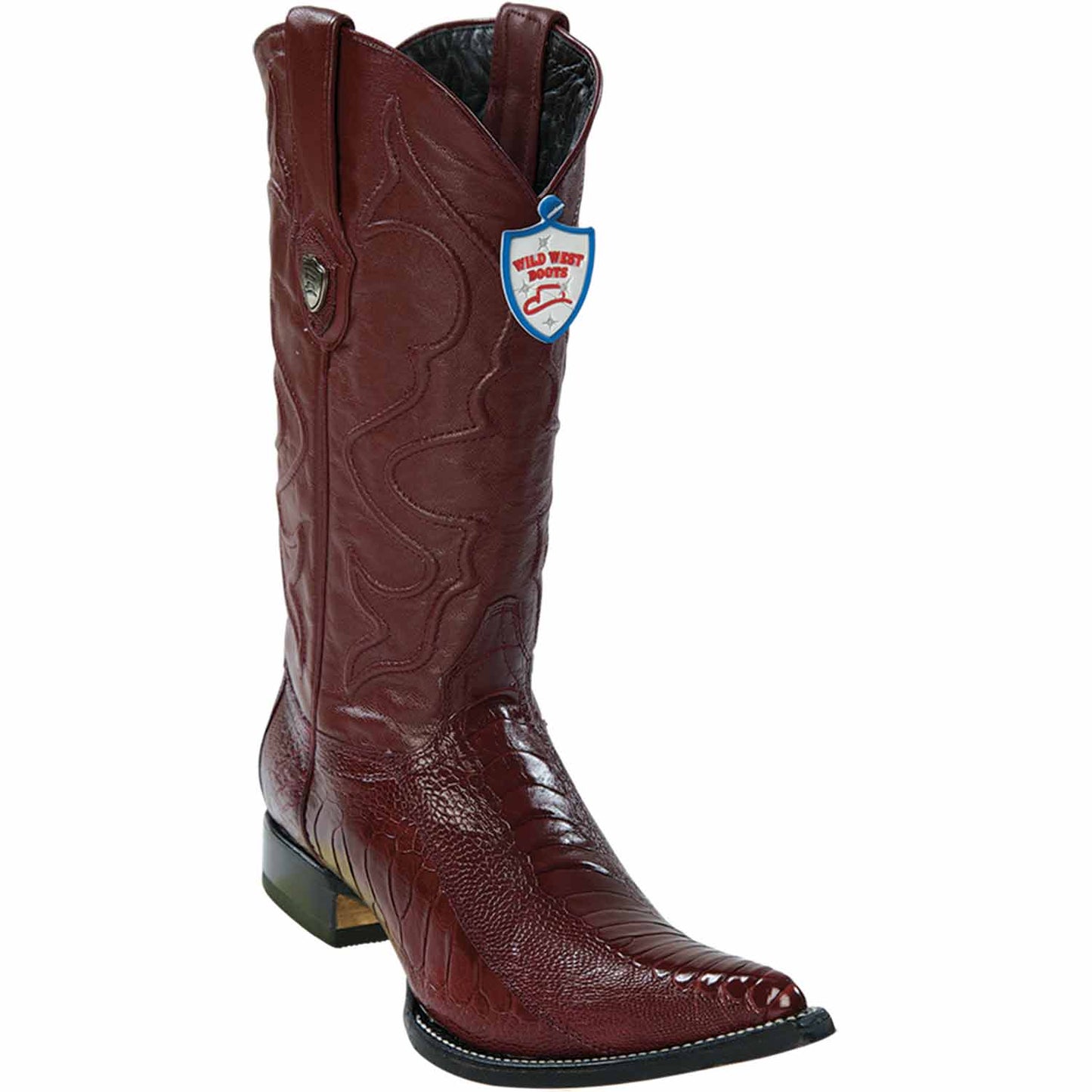 Men's Wild West Ostrich Leg Skin 3X Toe Boots 29505-A