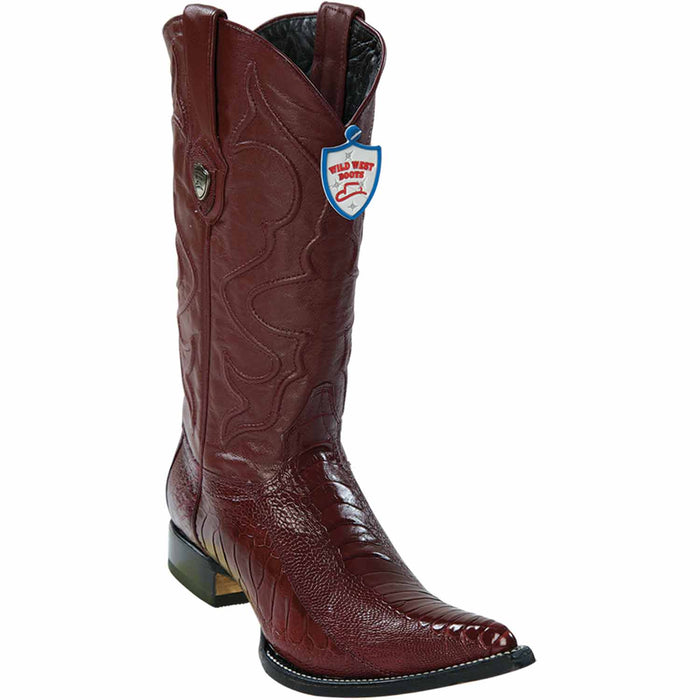 Men's Wild West Ostrich Leg Skin 3X Toe Boots 29505-A