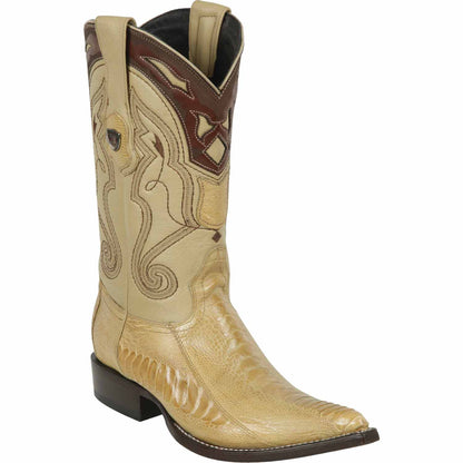 Men's Wild West Ostrich Leg Skin 3X Toe Boots 29505-A