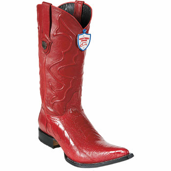 Men's Wild West Ostrich Leg Skin 3X Toe Boots 29505-A
