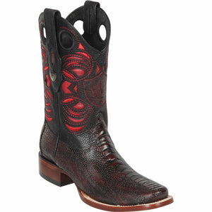 Men's Wild West Ostrich Leg Skin Rodeo Toe Boots 281805
