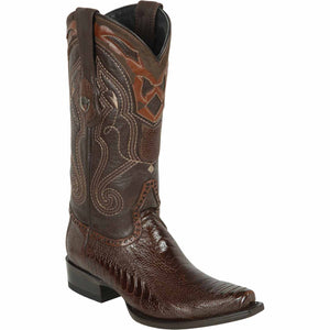 Men's Wild West Ostrich Leg Skin Snip Toe Boots 29405