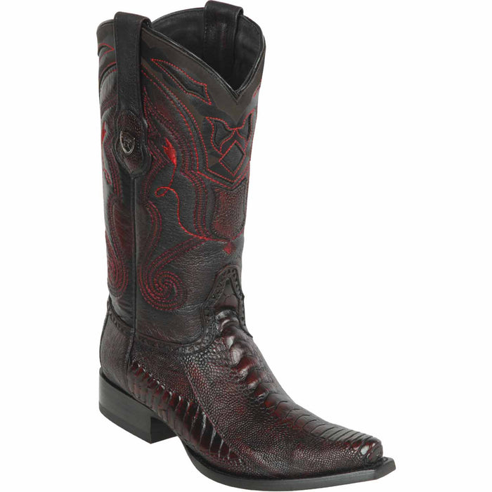 Men's Wild West Ostrich Leg Skin Snip Toe Boots 29405