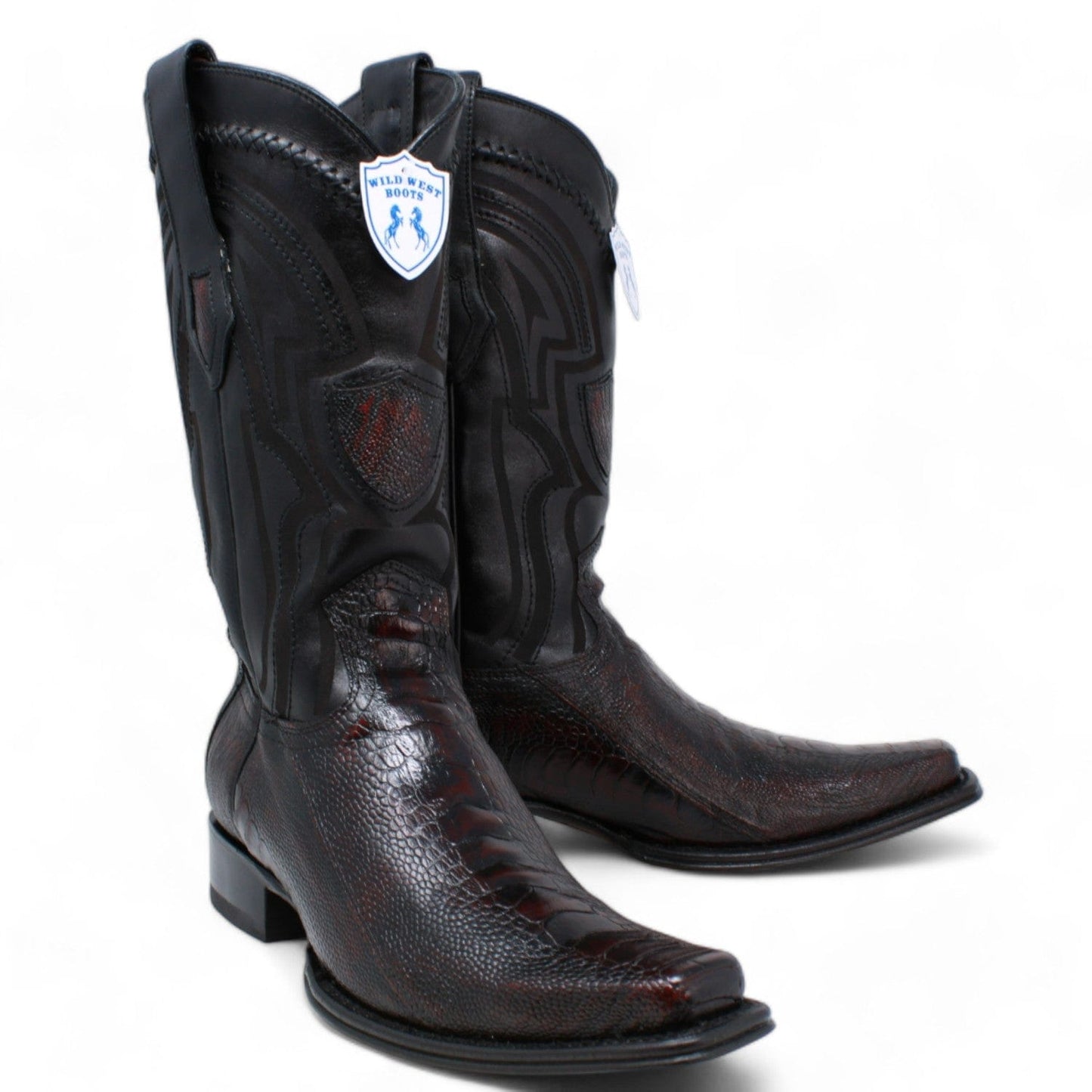 Men's Wild West Ostrich Leg Square Toe Boots 277L05