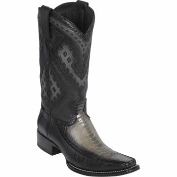 Men's Wild West Ostrich Leg with Deer Skin Square Toe Boots 276F05