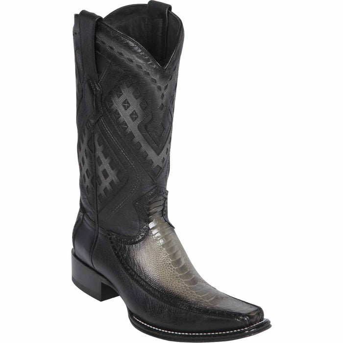 Men's Wild West Ostrich Leg with Deer Skin Square Toe Boots 276F05