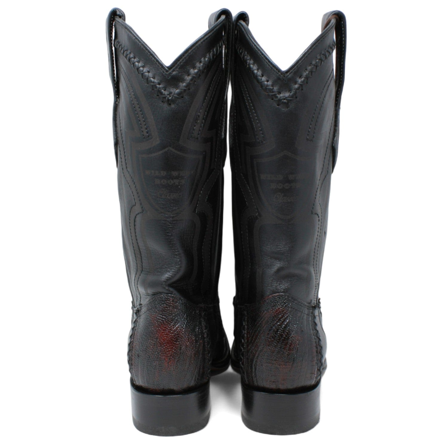Men's Wild West Ostrich Leg with Deer Skin Square Toe Boots 277LF05