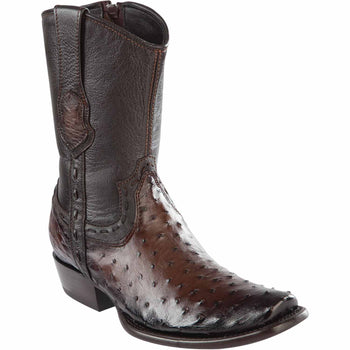 Men's Wild West Ostrich Skin Dubai Toe Short Boots 279B03