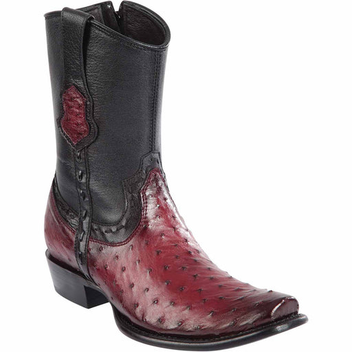 Men's Wild West Ostrich Skin Dubai Toe Short Boots 279B03
