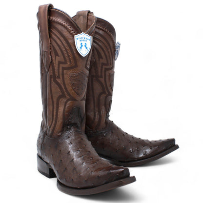 Men's Wild West Ostrich Skin Snip Toe Boots 294L03