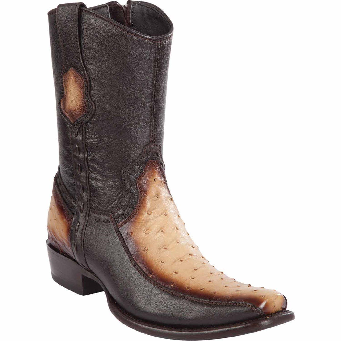 Men's Wild West Ostrich with Deer Dubai Toe Short Boots 279BF03