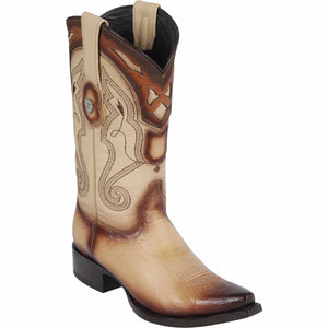Men's Wild West Smooth Ostrich Skin Snip Toe Boots 29497