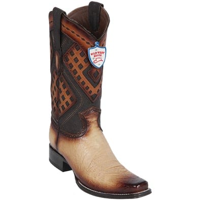 Men's Wild West Smooth Ostrich Square Toe Boots 27697