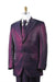 Men's Wine Sharkskin Rhinestone 3 Piece Entertainer Suit