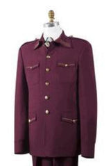 Safari Men's Wine Nailshead Military Pocket Cheap Priced Business Suits Clearance Sale