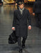 Men's Wool Charcoal Grey Double breasted Overcoat By Alberto Nardoni