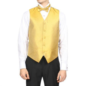 Men's Gold Diamond Print 4-Piece Men's Vest Set Also available in Big and Tall Sizes
